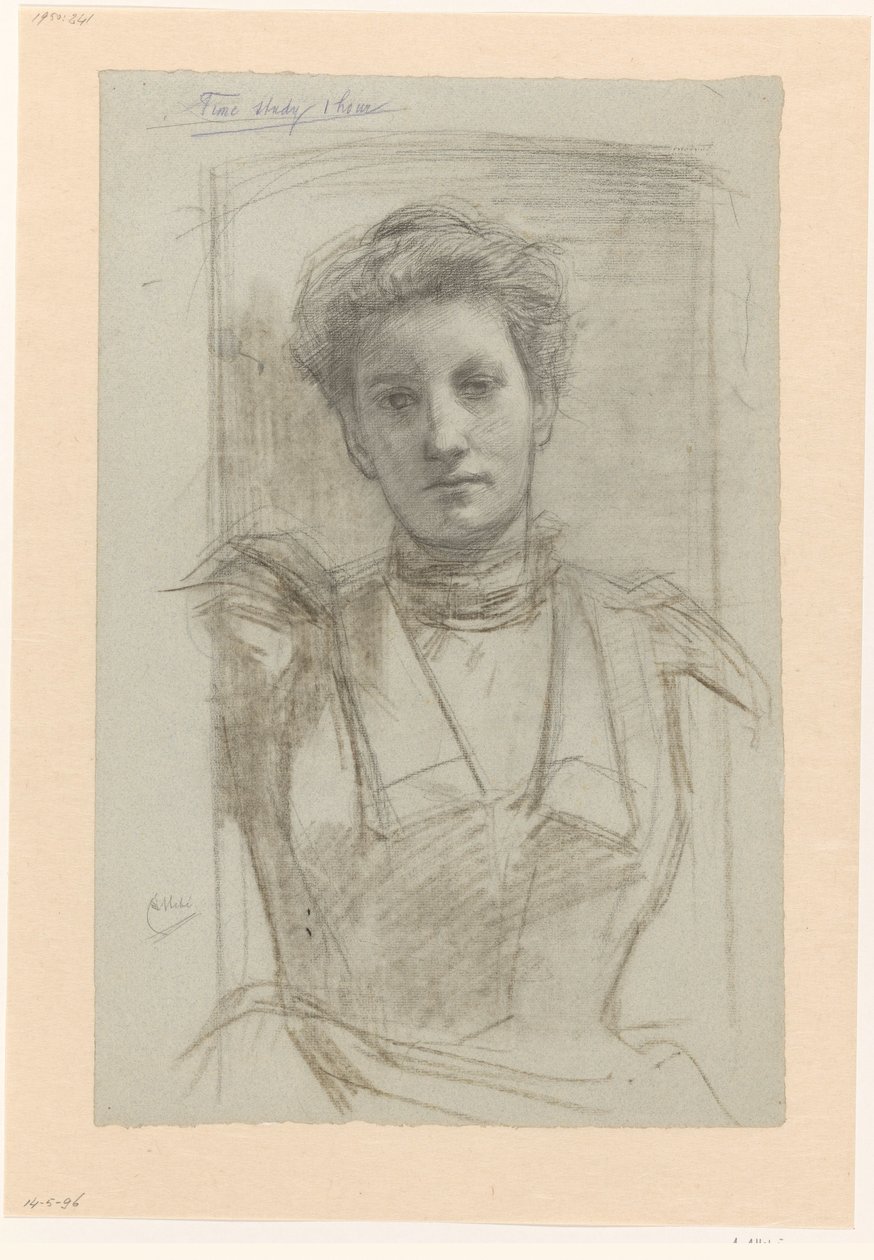 Porträt einer Frau, halbfigur von August Allebe