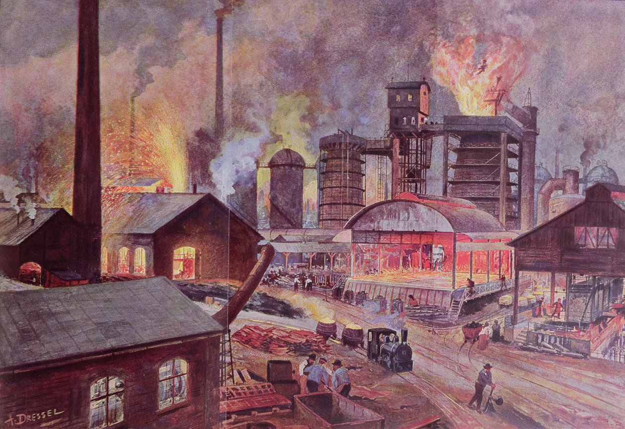 Fabrik mit Hochofen, aus einer Buchreihe über L