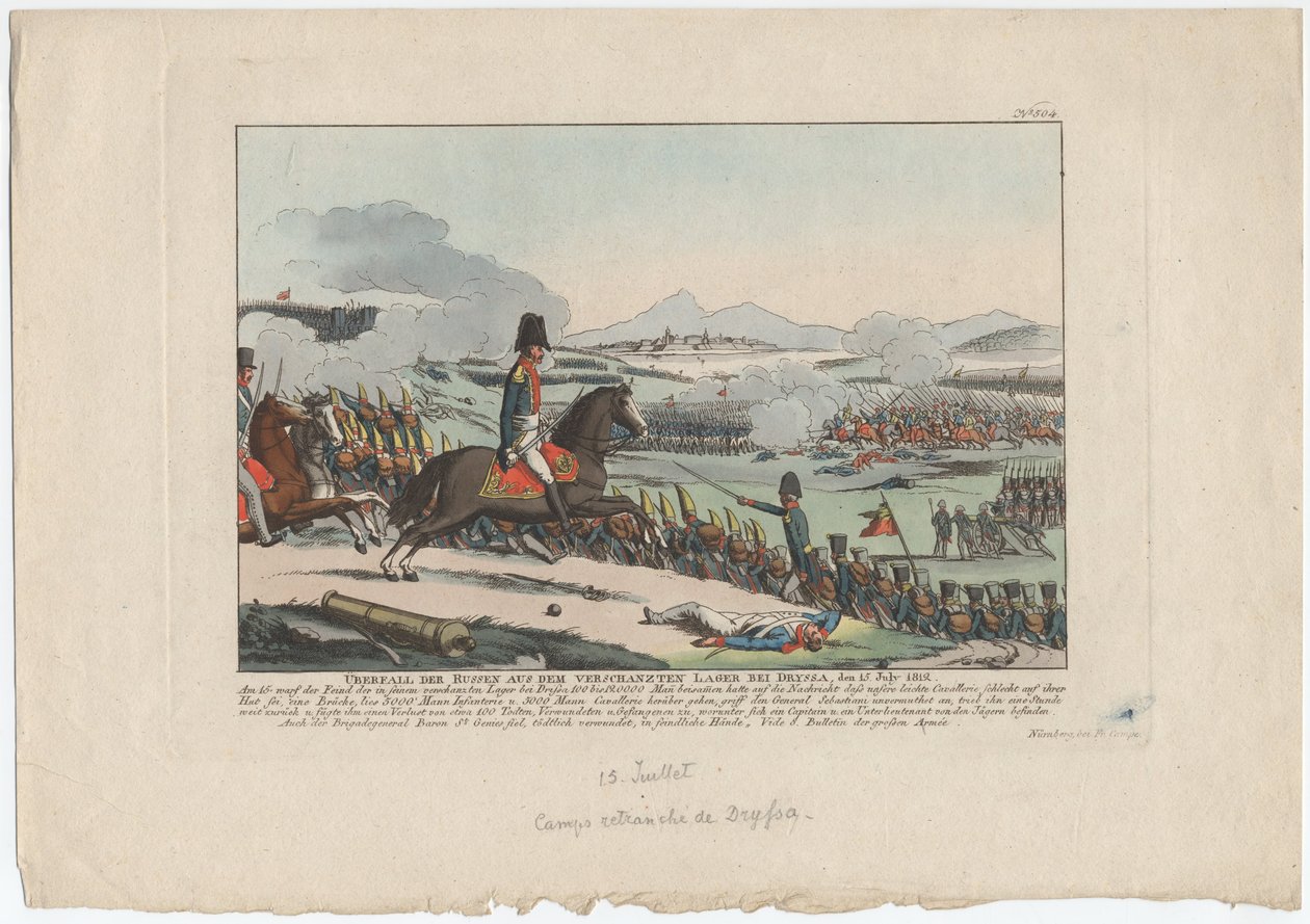 Russischer Angriff aus dem befestigten Lager bei Dryssa am 15. Juli 1812 von August Friedrich Andreas Campe