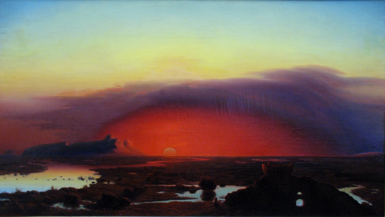 Die Pontinischen Sümpfe bei Sonnenuntergang von August Kopisch