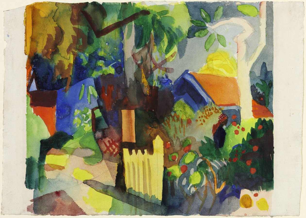 Landschaft mit hellem Baum von August Macke