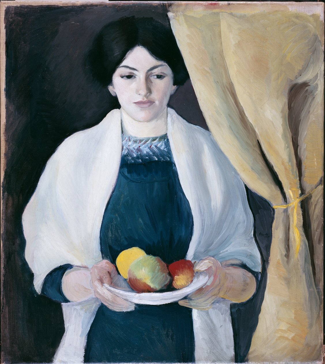 Porträt mit Äpfeln (Porträt der Frau des Künstlers) von August Macke
