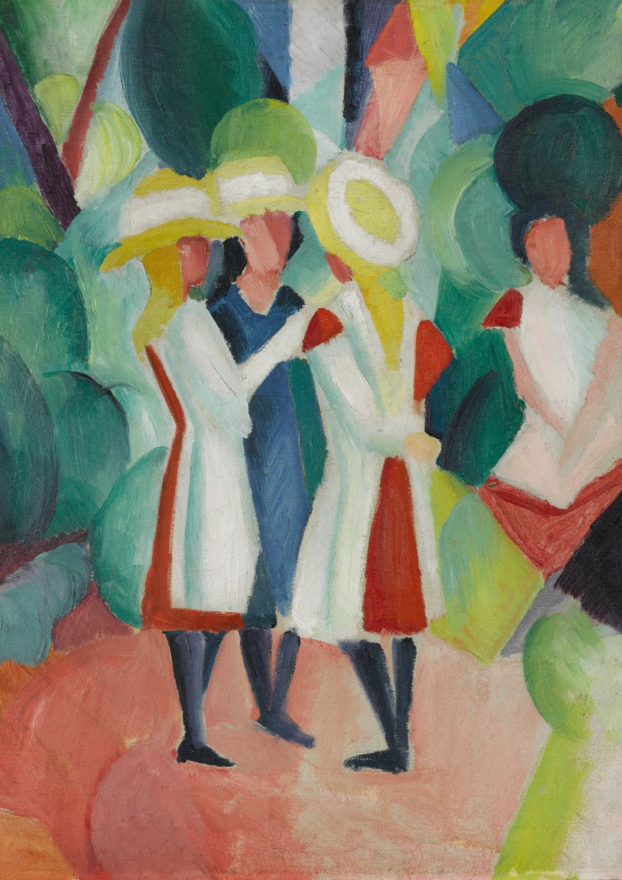Drei Mädchen mit gelben Strohhüten I von August Macke
