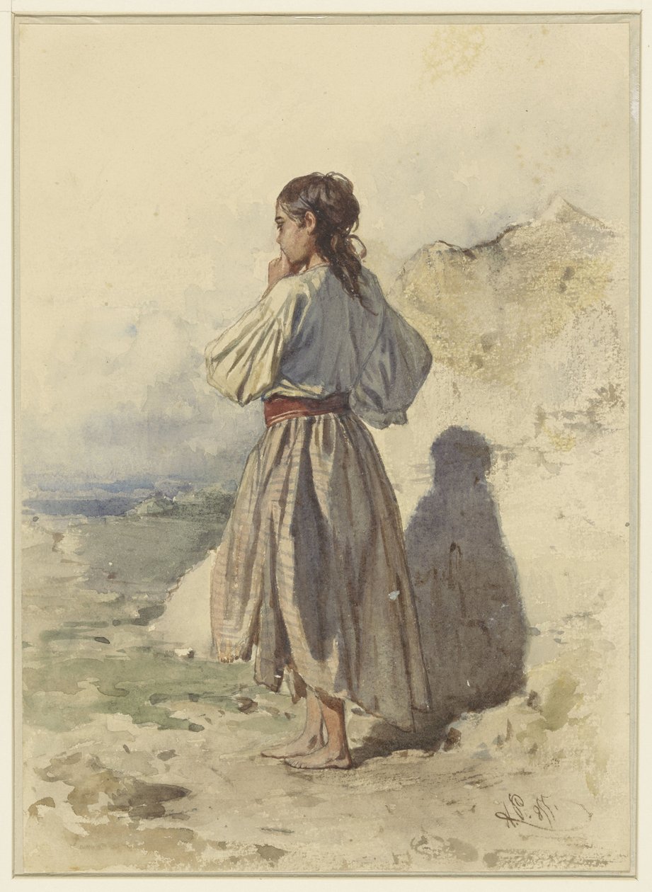 Ungarische Frau, stehend, Dreiviertel nach links, von hinten gesehen von August Xaver Carl von Pettenkofen