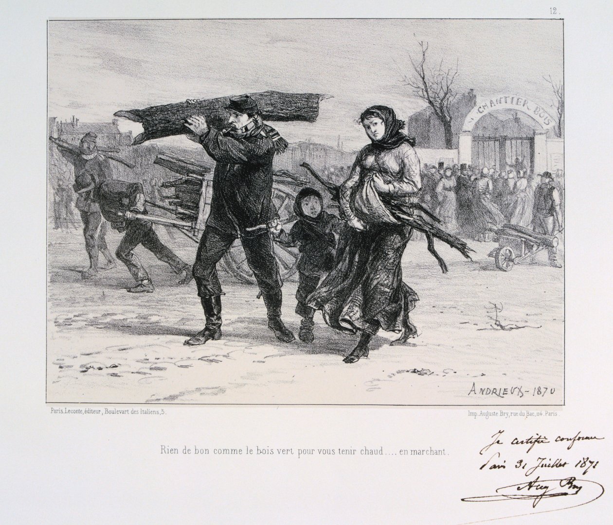 Sammeln von Brennholz, Belagerung von Paris, Deutsch-Französischer Krieg, 1870-1871 von Auguste Bry