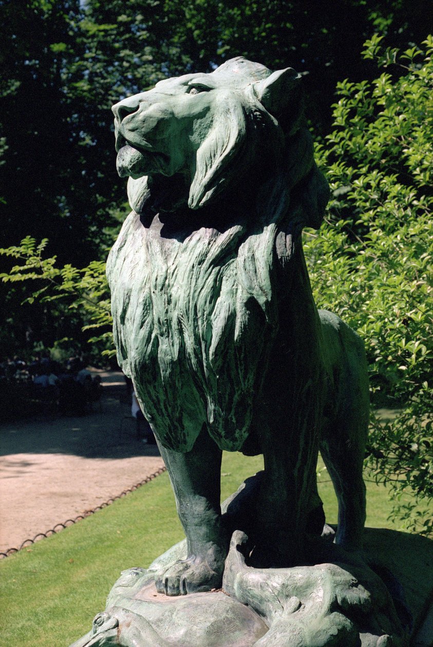 Nubischer Löwe und seine Beute, 1870 von Auguste Cain