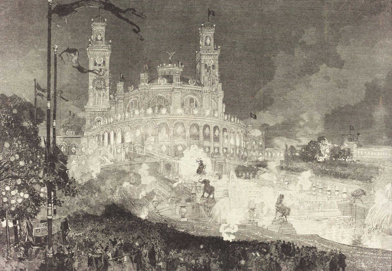 14. Juli. Beleuchtung des Palais du Trocadéro, 1883 von Auguste Lepere