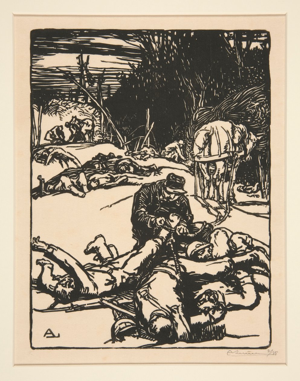 Nach der Schlacht, aus La Guerre de 1914, erste Serie, Nr. 14 von Auguste Lepere