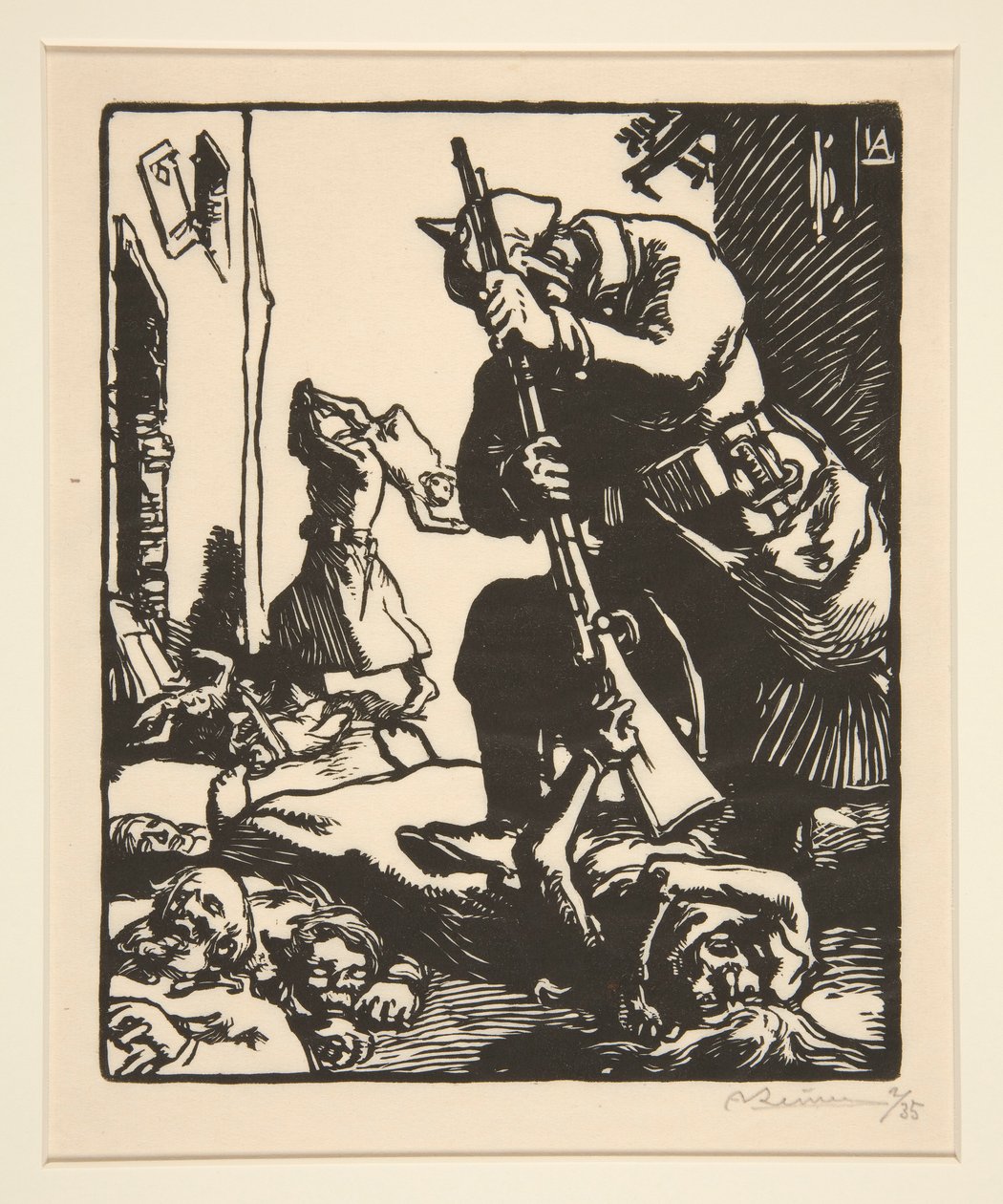 Die preußischen Schlachter, aus La Guerre de 1914, erste Serie, Nr. 13 von Auguste Lepere