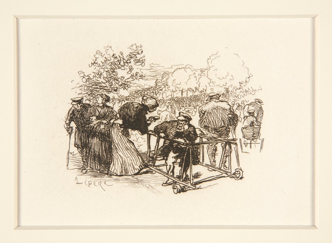 Mann im Walker, mit anderen Figuren in einem Park von Auguste Lepere
