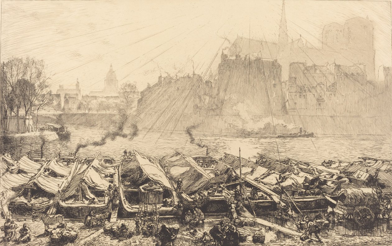 Der große Apfelmarkt Le grand marché aux pommes, 1917 von Auguste Lepere
