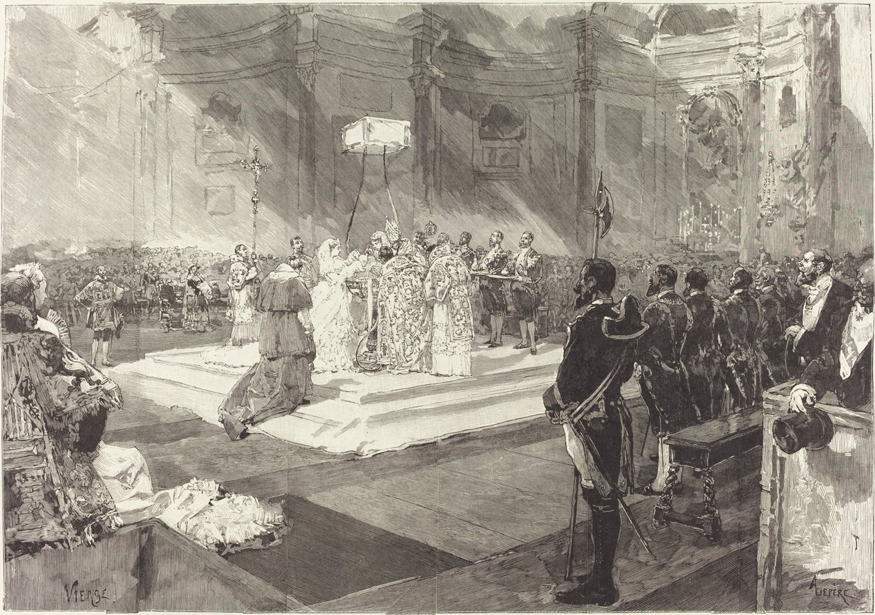 Königliche Taufe am spanischen Hof von Auguste Lepère after Daniel Vierge