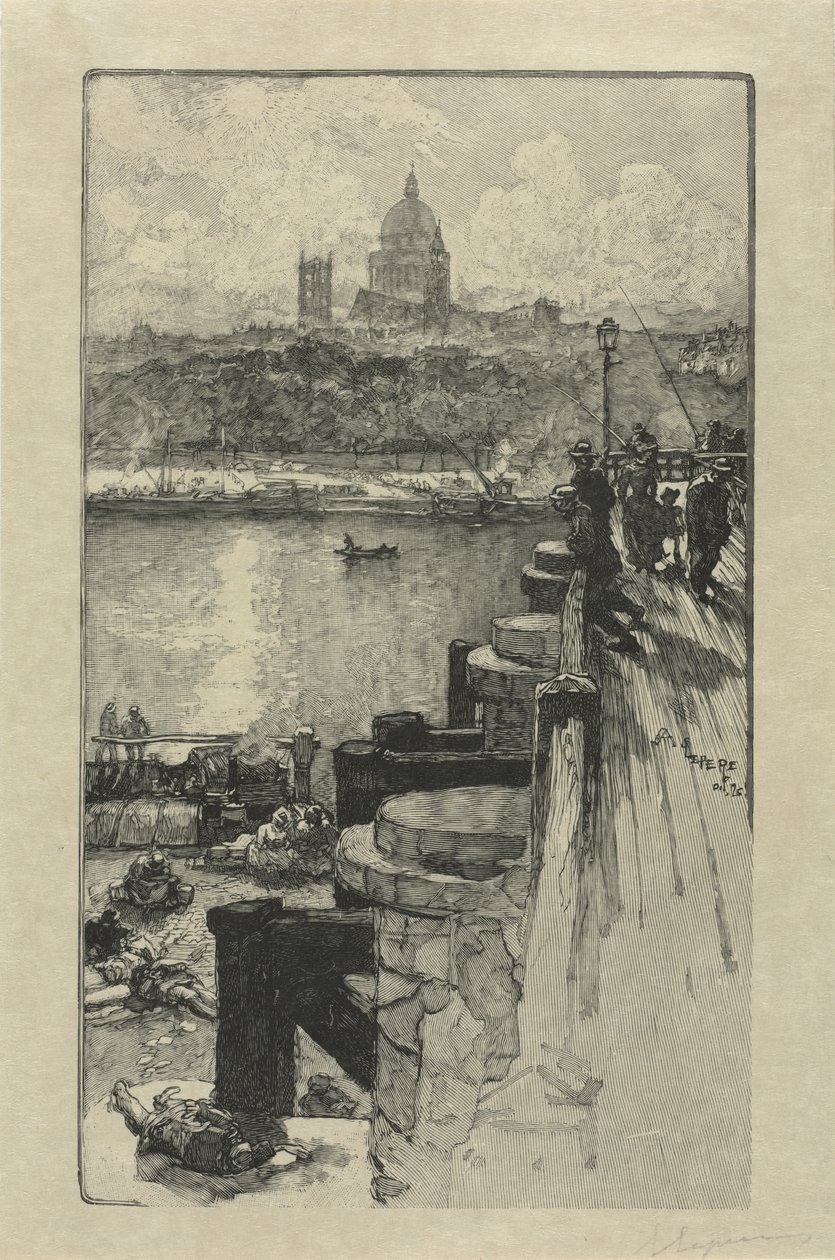 [Fischer auf einem Pier, Paris] von Auguste Louis Lepère