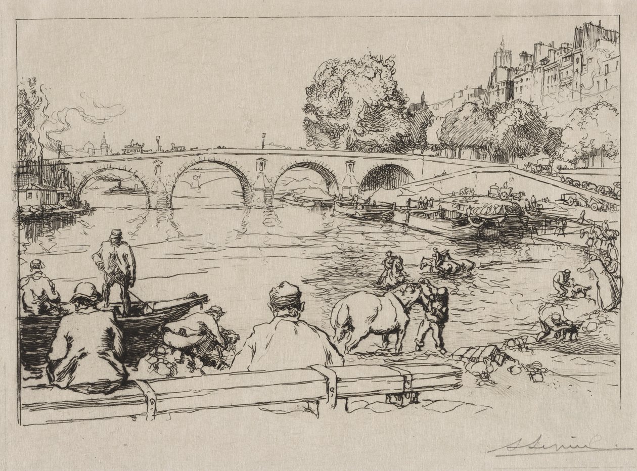 Die Tränke an der Pont Marie von Auguste Louis Lepère