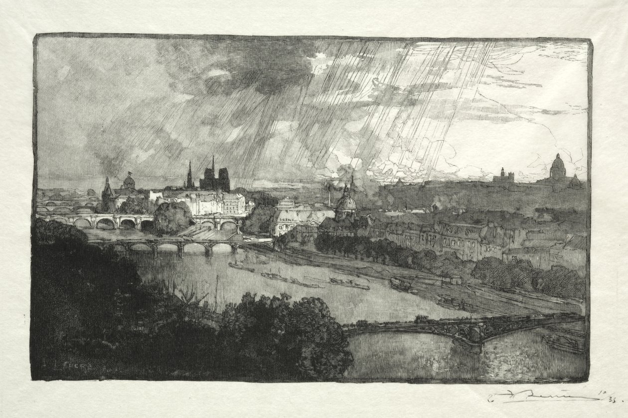 Paris, gesehen vom Pavillon de Flore von Auguste Louis Lepère