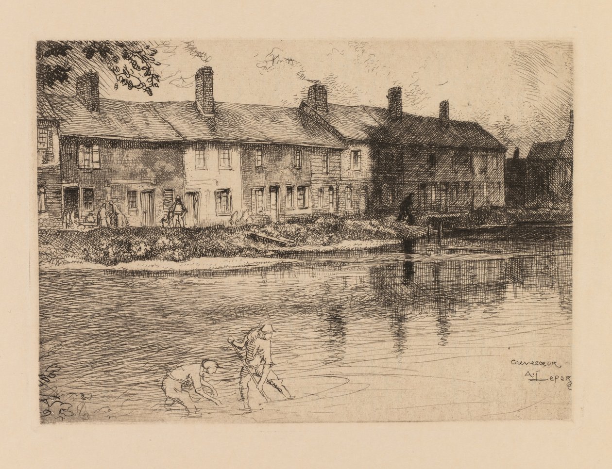 Auguste Lepère: Der Teich in der Wiese bei Crèvecoeur (Picardie) von Auguste Louis Lepère