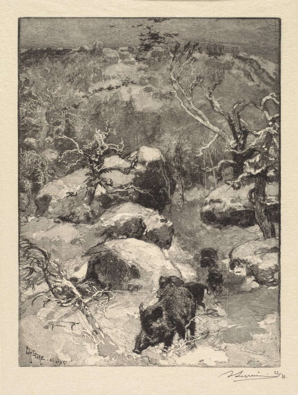 Fontainebleau-Wald: Cuvier-Châtillon-Fels (La Forêt de Fontainebleau: Roche Cuvier-Châtillon) von Auguste Louis Lepère