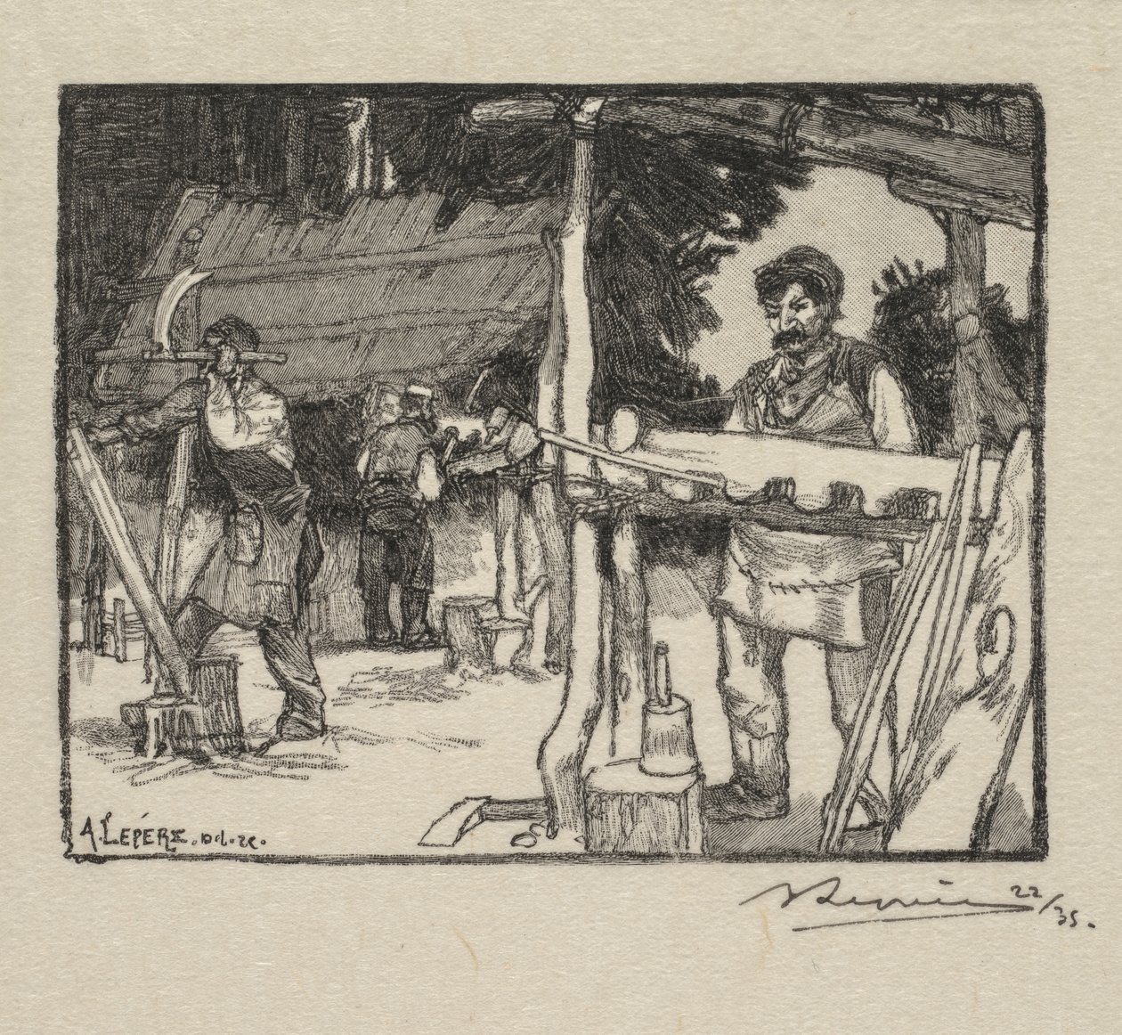 Wald von Fontainebleau: Hersteller von Latten von Auguste Louis Lepère