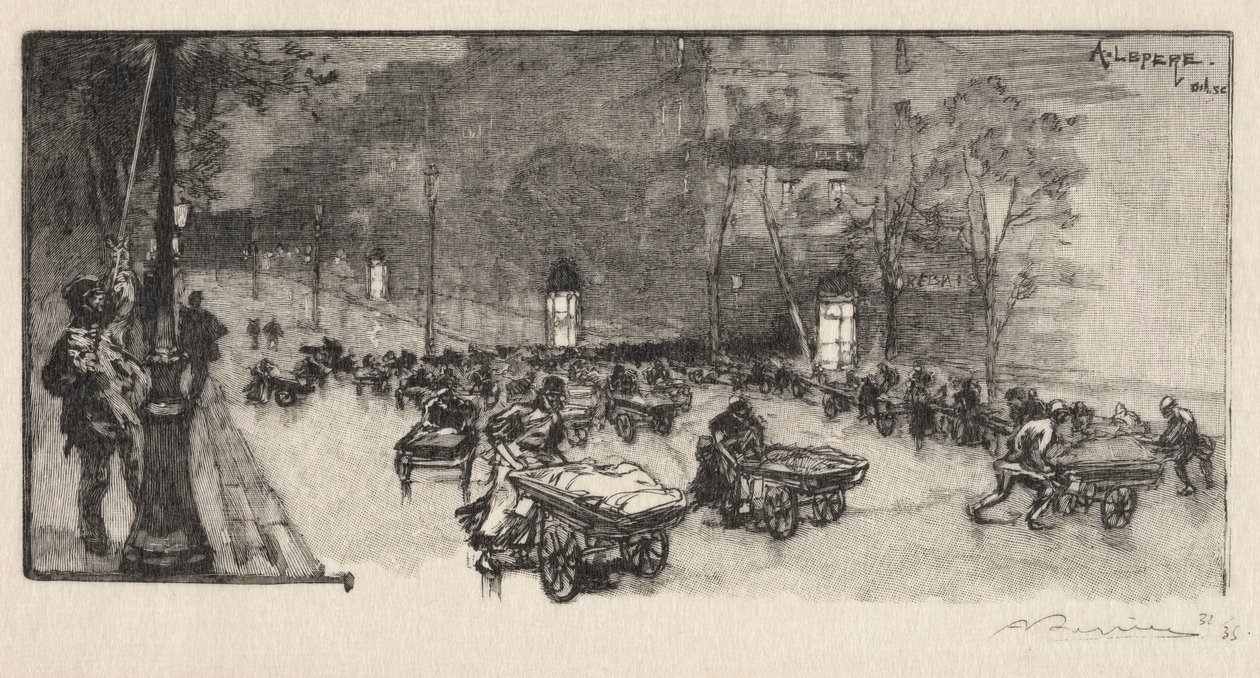 Der Boulevard, an der Ecke des Faubourg Montmartre von Auguste Louis Lepère