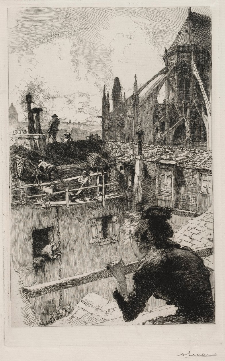 Sur les Toits près Notre Dame, 1893 von Auguste Louis Lepère