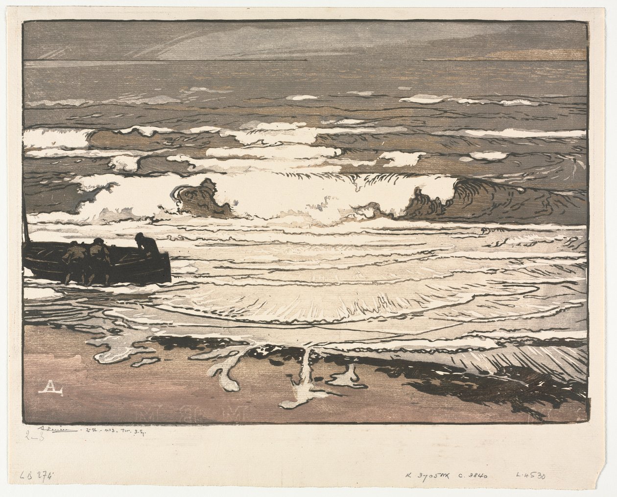 Die brechenden Wellen, Flut von September 1901 von Auguste Louis Lepère