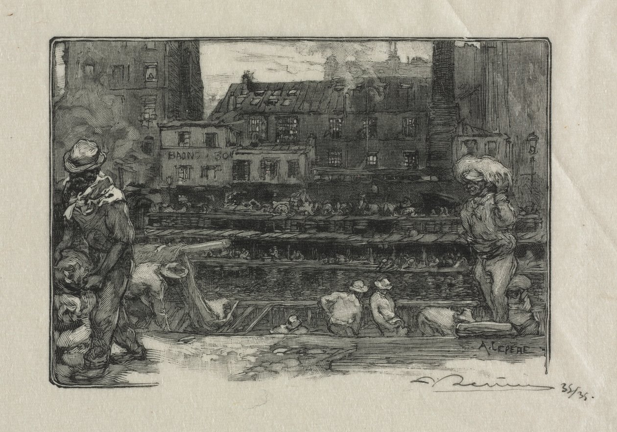 Entlader von Gips am Canal St. Martin, 1890 von Auguste Louis Lepère