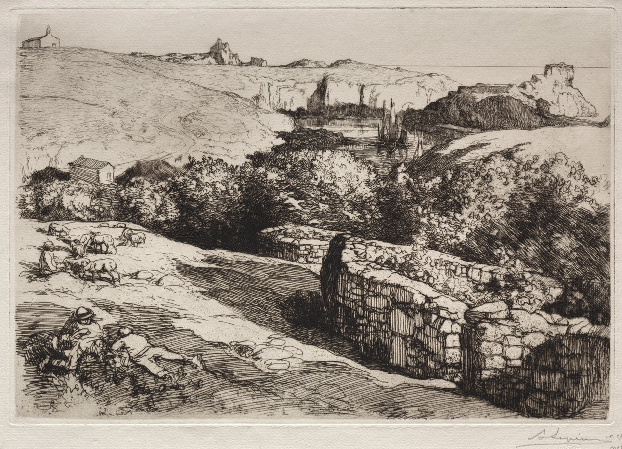 Blick auf den Hafen von La Meule von Auguste Louis Lepère
