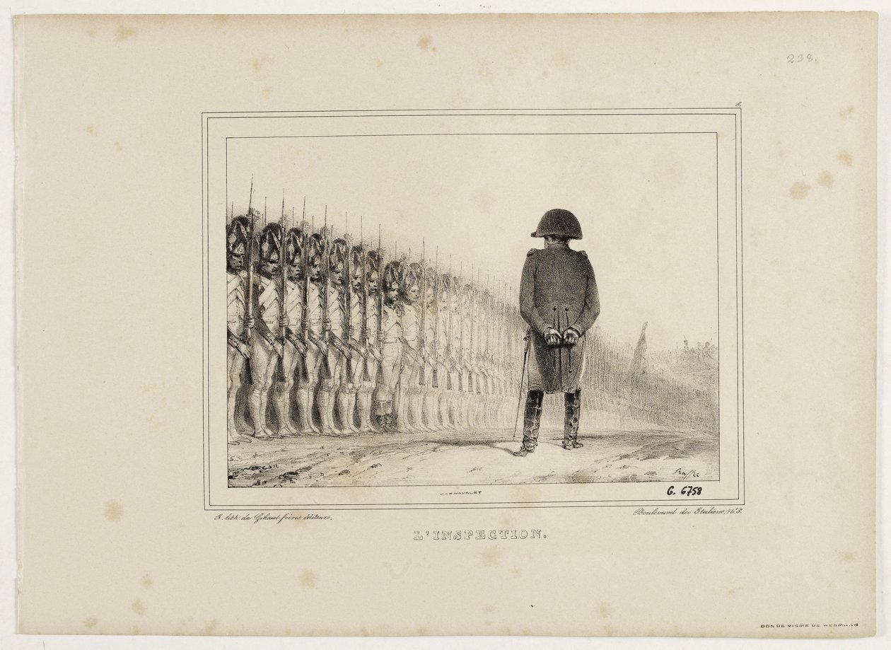 Album Lithographie von 1833 Nr. 5: Die Inspektion. von Auguste Raffet