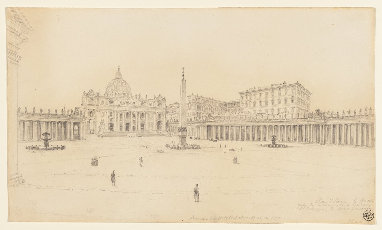 Ansicht des Petersplatzes, Rom von Auguste Raffet