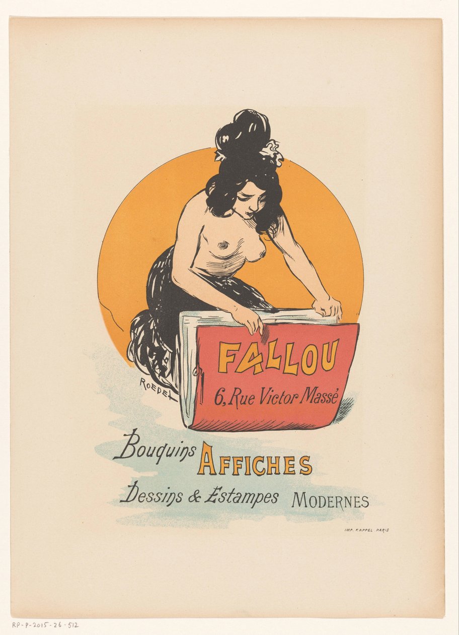 Plakat für Buch- und Druckhandel Fallou in Paris von Auguste Roedel