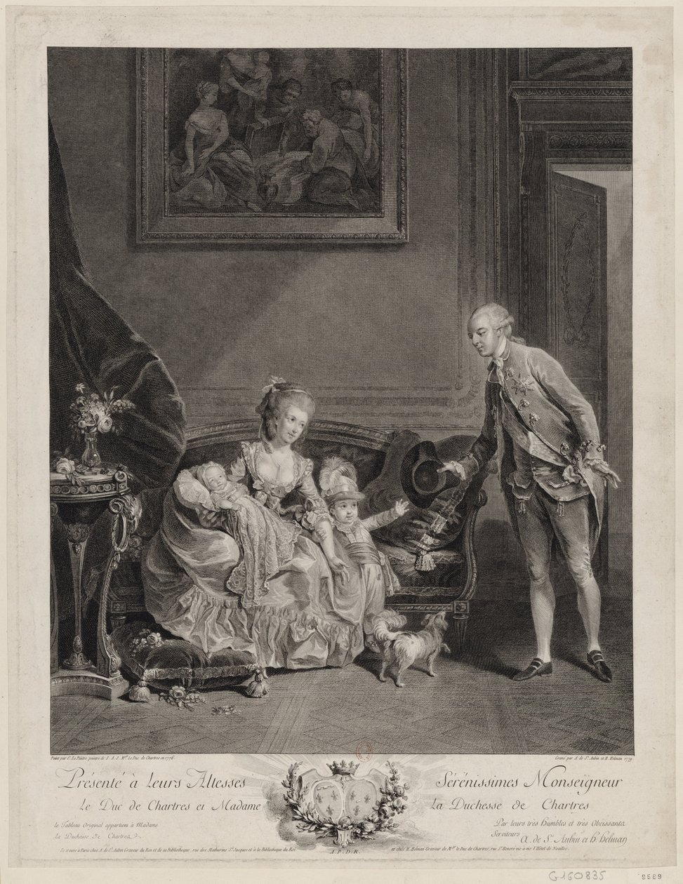 Der Herzog von Chartres mit seiner Frau und ihren beiden ältesten Kindern von Augustin de Saint Aubin