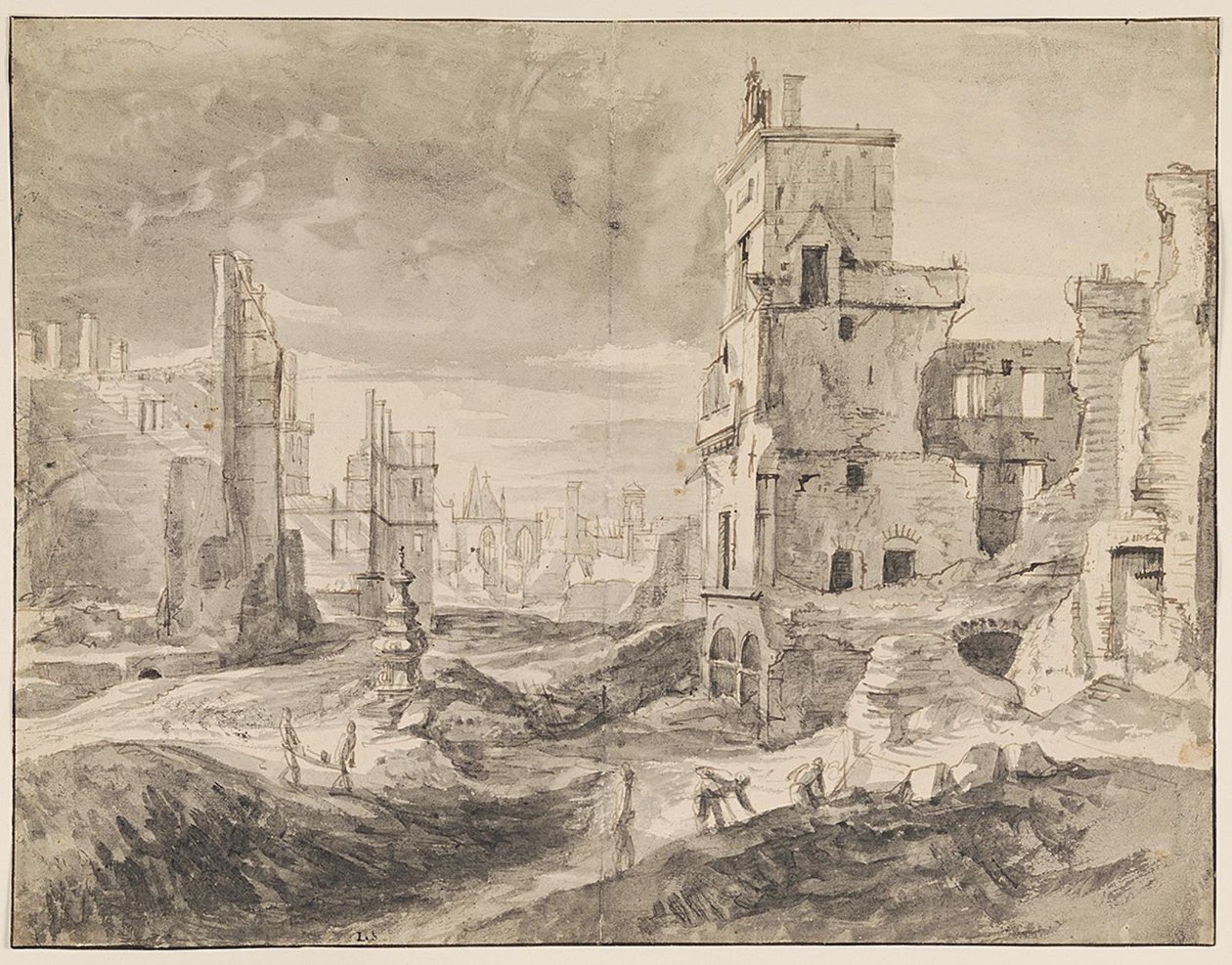 Brüssel nach dem Bombardement von 1695 von Augustin Coppens