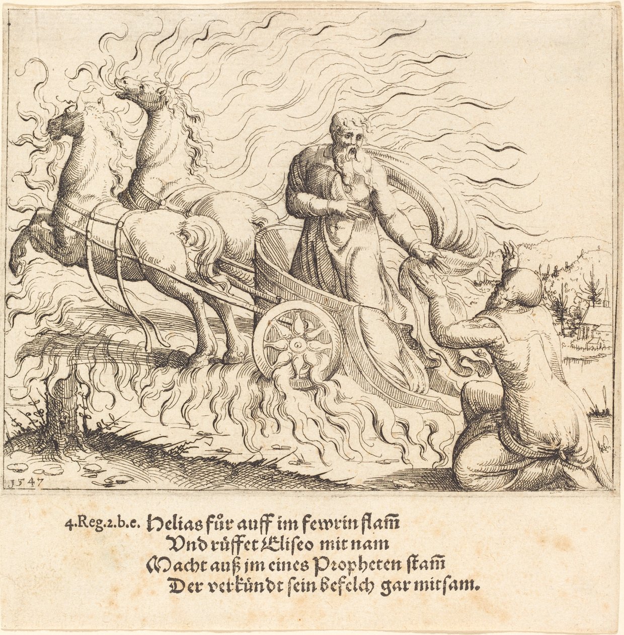 Elija wird in den Himmel aufgenommen, 1547 von Augustin Hirschvogel
