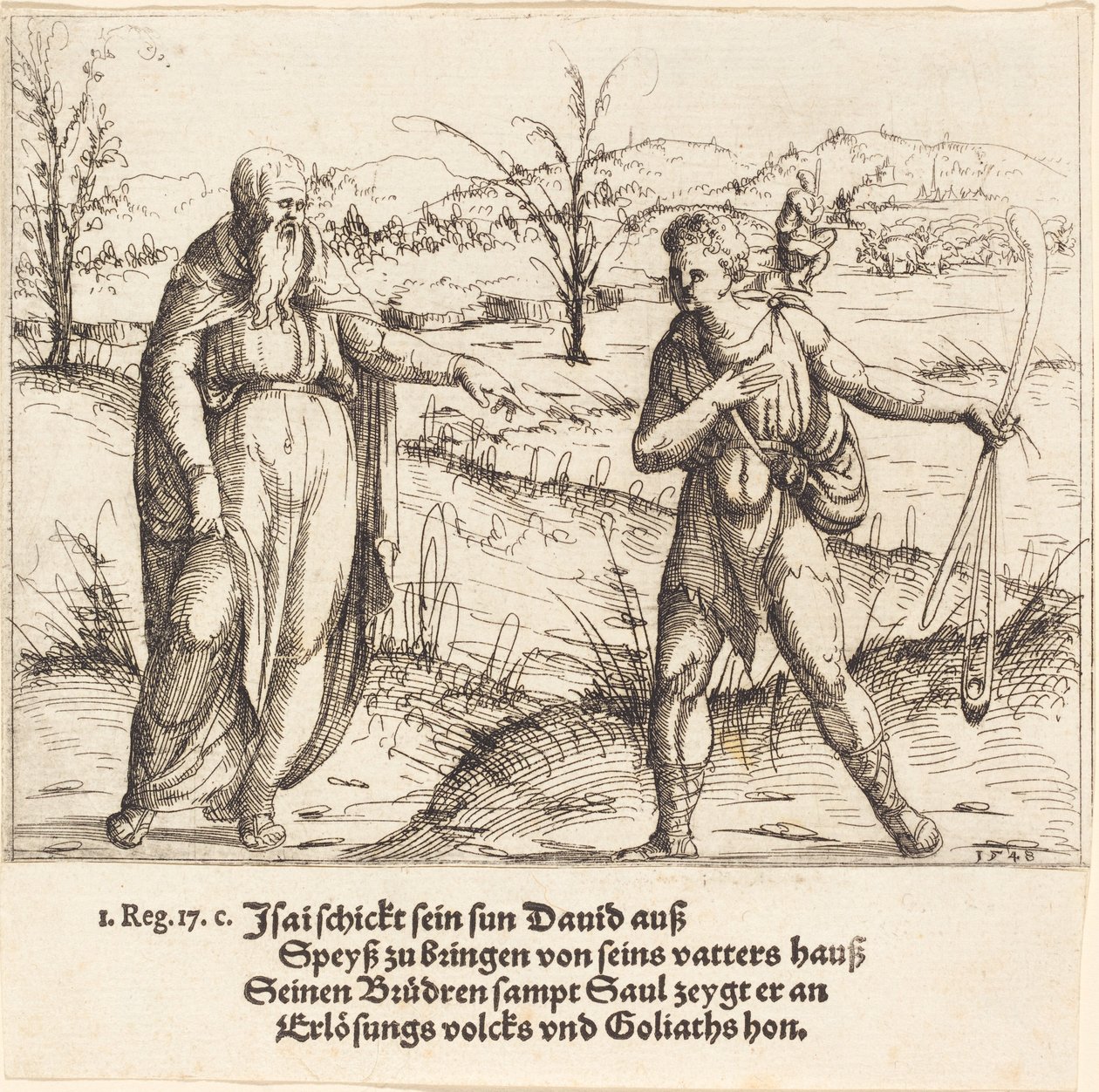 Jesse schickt David zu seinen Brüdern und Saul, 1548 von Augustin Hirschvogel