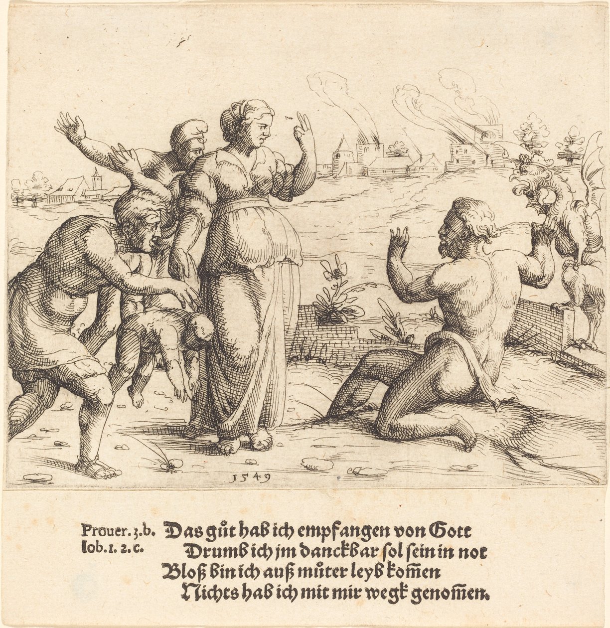 Hiob erfährt von seinen Unglücken, 1549 von Augustin Hirschvogel