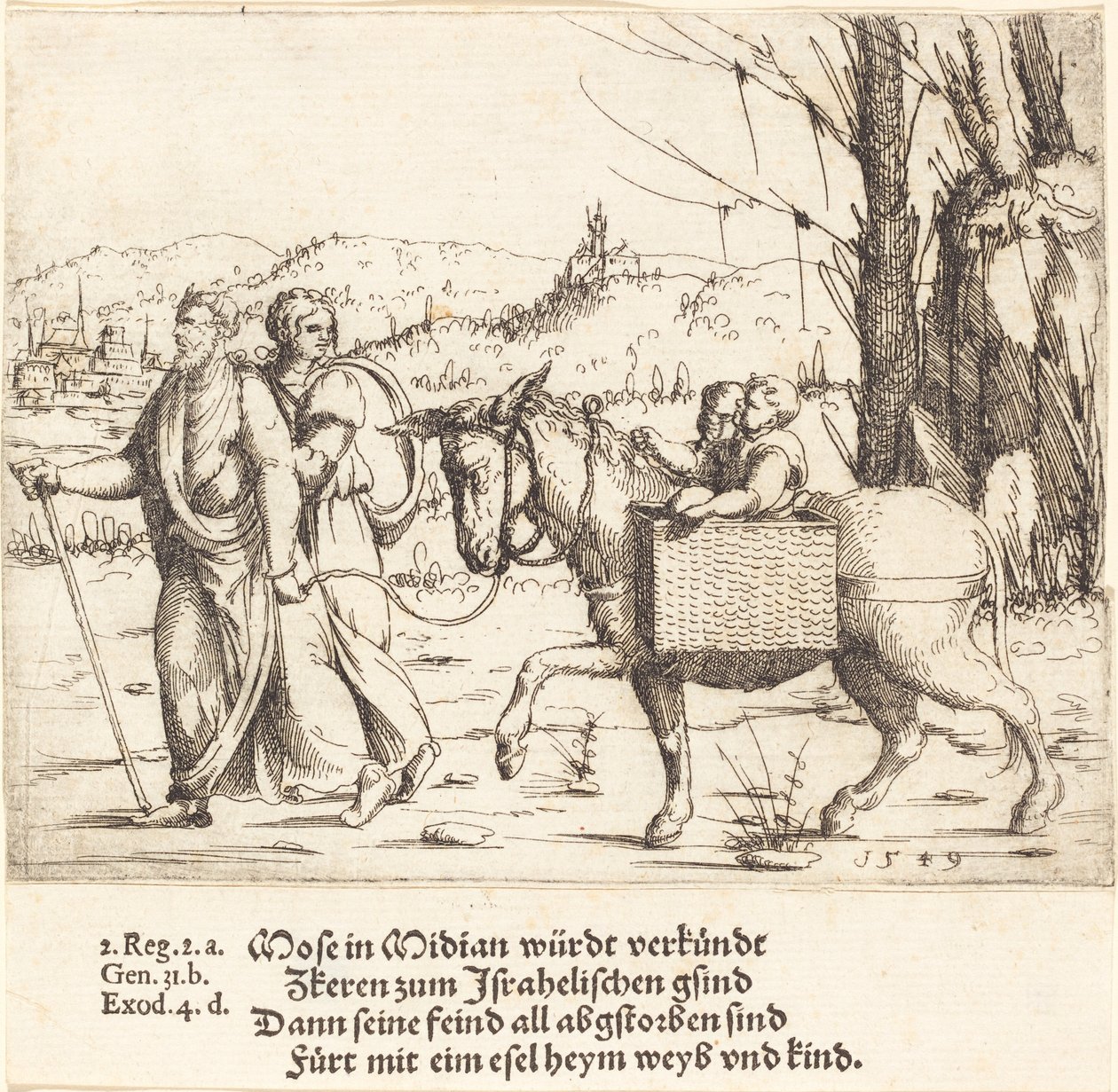 Moses kehrt aus Midian nach Ägypten zurück von Augustin Hirschvogel