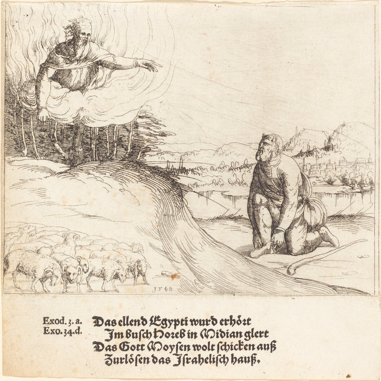 Moses und der brennende Dornbusch, 1548 von Augustin Hirschvogel
