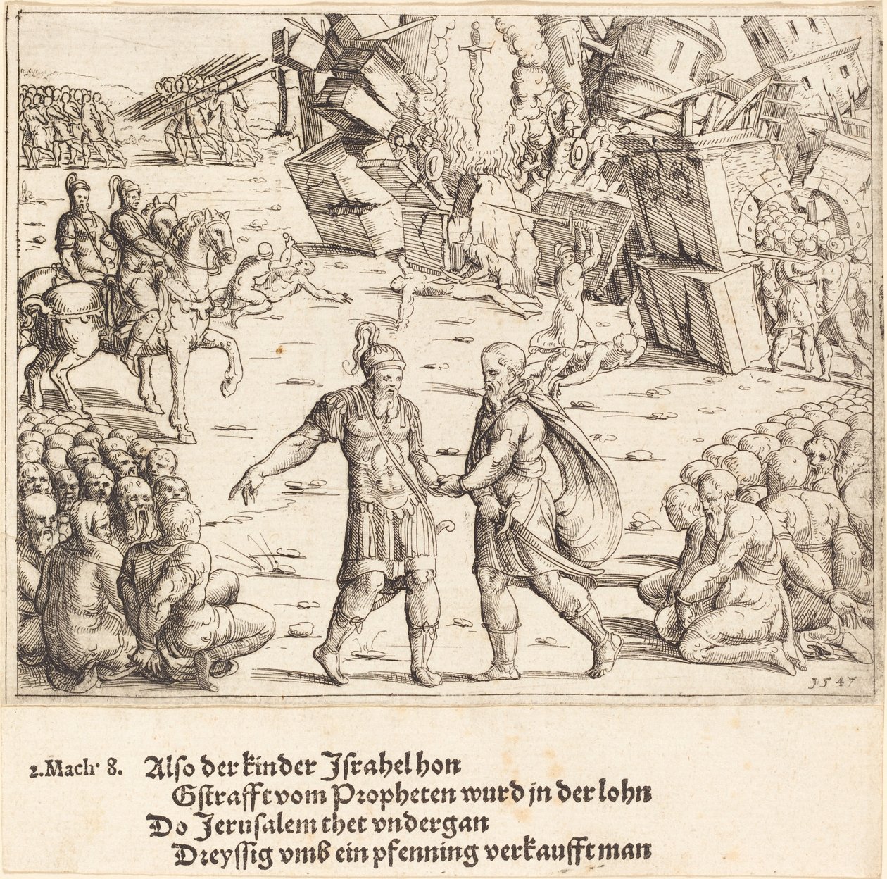 Der Sieg des Judas Makkabäus über Nikanor, 1547 von Augustin Hirschvogel