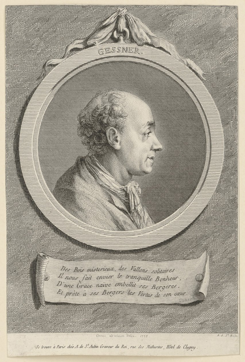 Porträt von Salomon Gessner von Augustin de Saint-Aubin