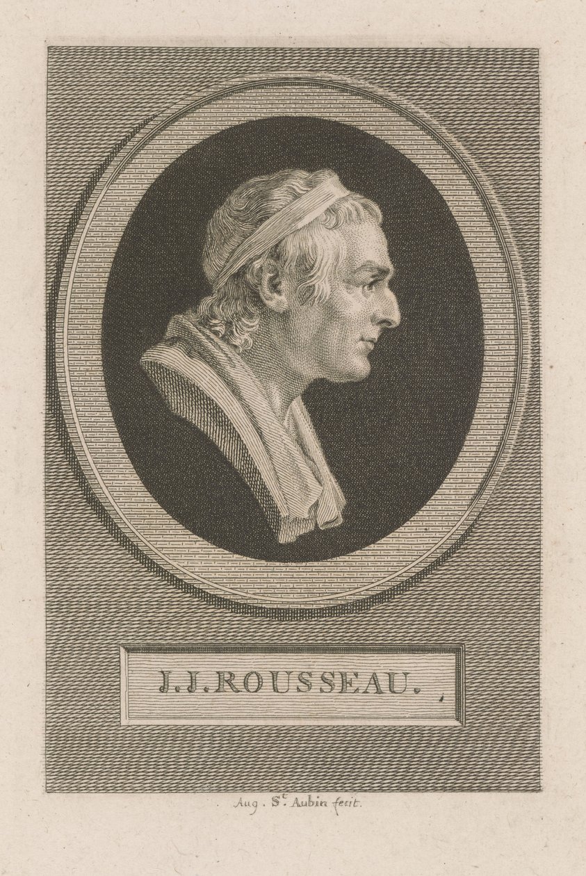 Porträt von J.J. Rousseau von Augustin de Saint-Aubin
