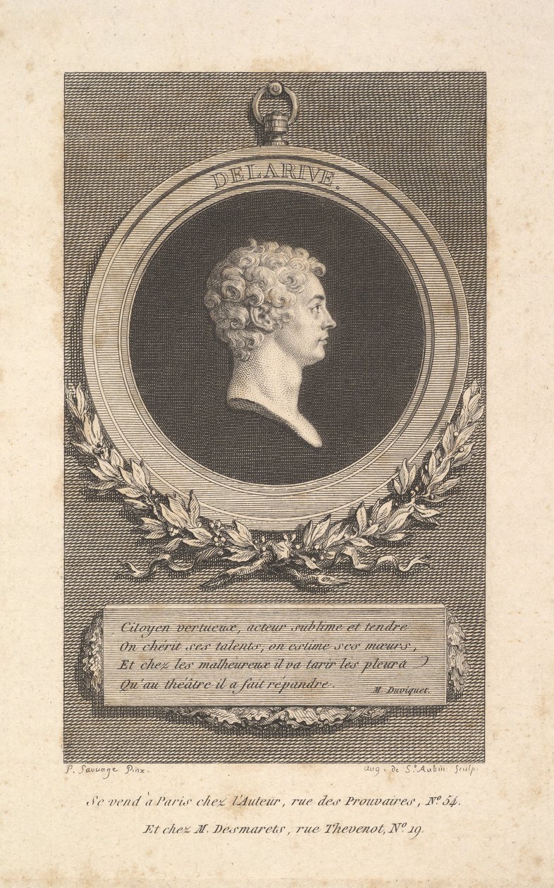 Porträt von De Larive, 1785 von Augustin de Saint Aubin