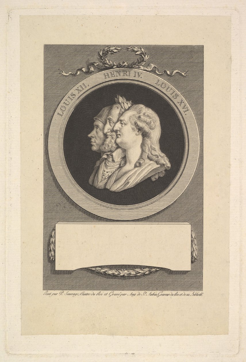 Porträt von Ludwig XVI, Heinrich IV und Ludwig XII, 1791 von Augustin de Saint Aubin