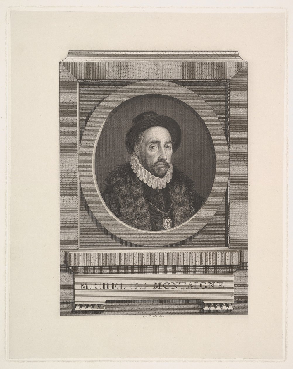 Porträt von Michel de Montaigne 1533-1592, 1774 von Augustin de Saint Aubin