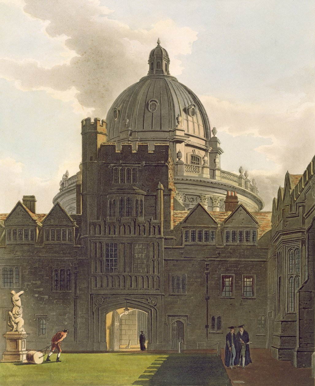 Außenansicht des Brasenose College und der Radcliffe Library, Illustration aus der 
