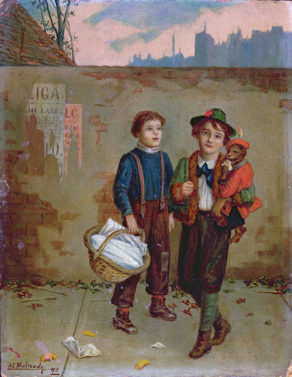 Bettler und ein Affe, 1893 von Augustus Edward Mulready
