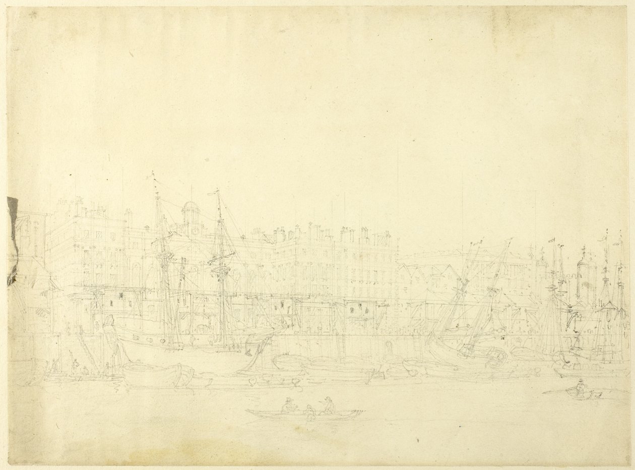Studie für das Zollhaus, vom Fluss Thames, aus Microcosm of London von Augustus Charles Pugin