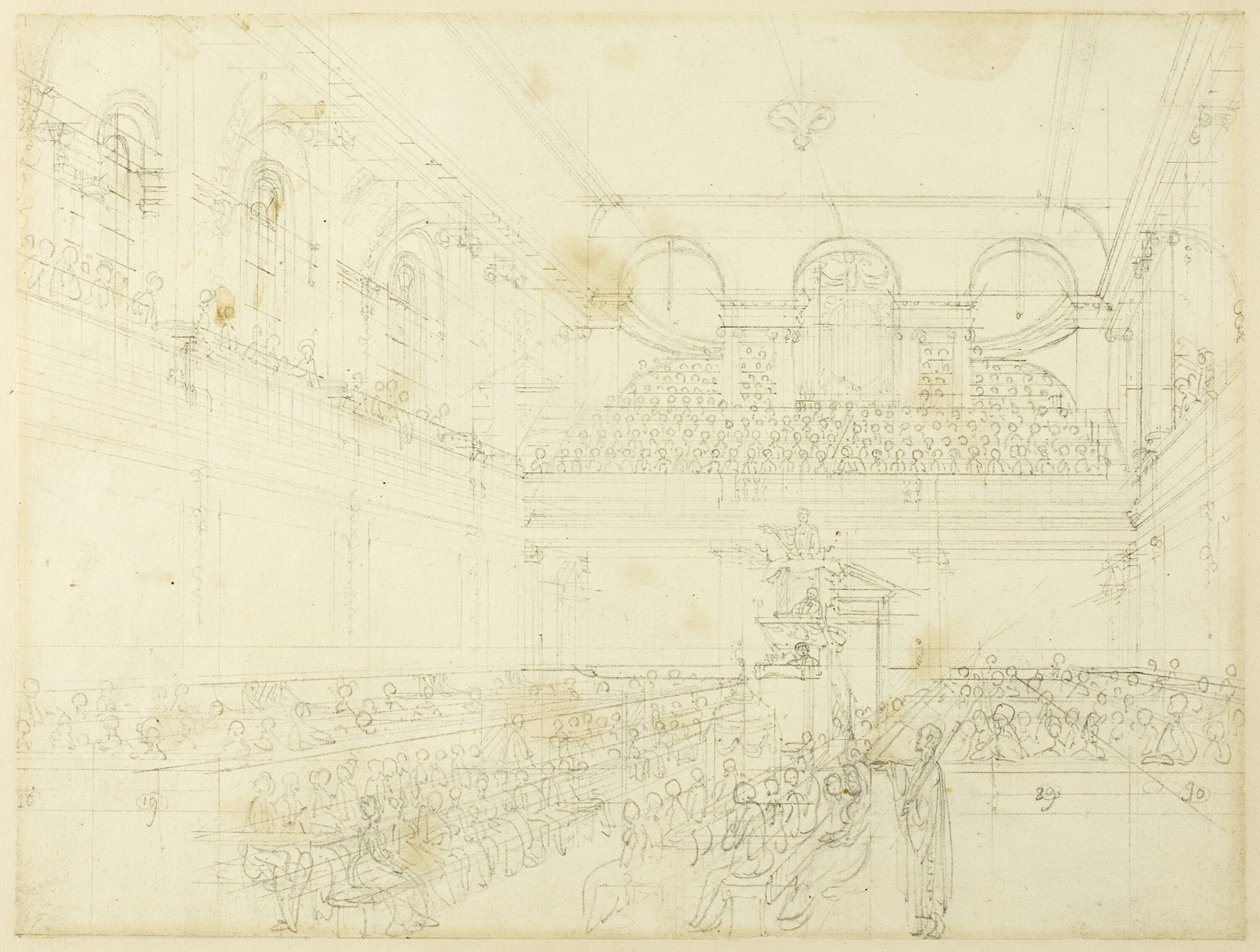 Studie für das Findelhaus, die Kapelle, aus Microcosm of London von Augustus Charles Pugin