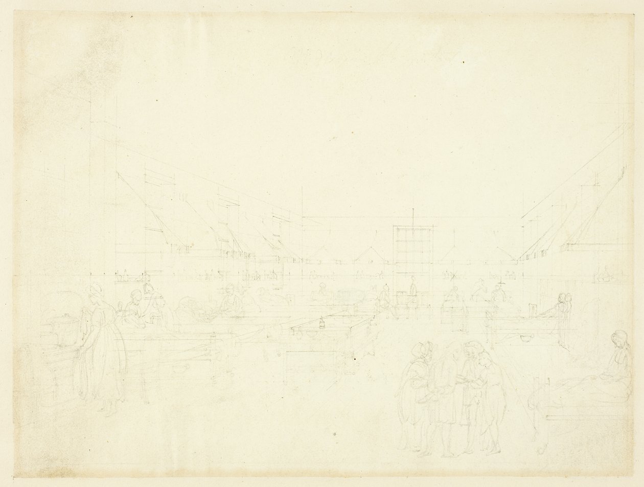 Studie für Krankenhaus, Middlesex, aus Microcosm of London von Augustus Charles Pugin