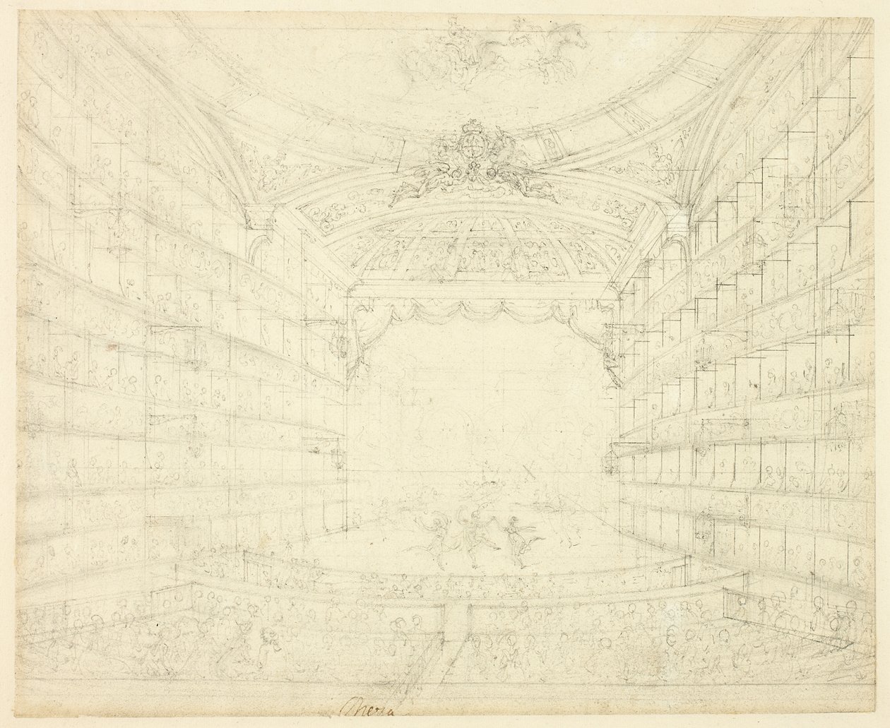 Studie für das Opernhaus, aus Microcosm of London von Augustus Charles Pugin