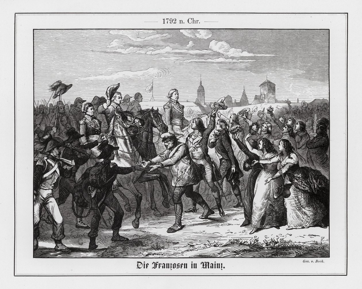 Einzug französischer Truppen in Mainz von Augustus J. Beck